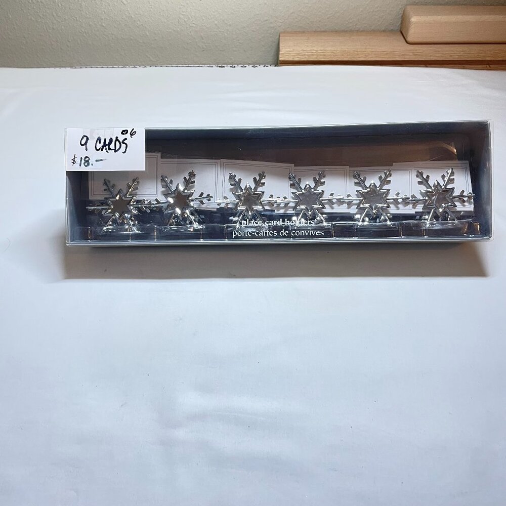 Pier 1 Silver Snowflake place card holders set of 6 with 9 cards (1 Box) JCL-06